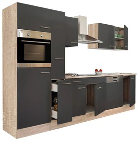Mobilă de bucătărie Yorki 310, corp din stejar sonoma, cu față antracit satinat