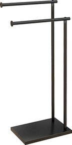 HOMCOM Suport Prosoape cu 2 Brațe, Suport Baie din Metal, 35,5x20x78 cm, Negru | Aosom Romania