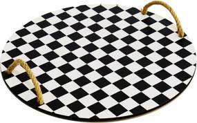 Tava PLT0237, negru/alb, lemn, 35x35 cm