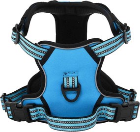 vidaXL Ham pentru câini cu plumb și guler, reglabil, albastru, M