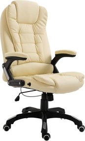 vidaXL Scaun de birou, crem, piele ecologică