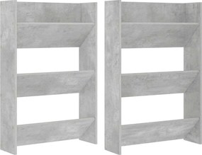 vidaXL Pantofare de perete, 2 buc., gri beton, 60x18x90 cm, PAL
