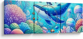Tablou – Lume subacvatică (cu ceas) (90x30 cm)