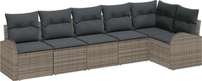 vidaXL Set de canapele pentru grădină cu pernă 6 pcs Gri poliratan