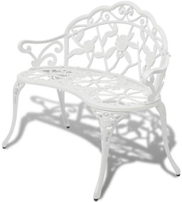 vidaXL Bancă de grădină, alb, 100 cm, aluminiu turnat