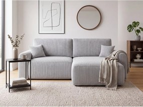 Coltar extensibil reversibil NORDEN TILIA 250x140 cm, gri deschis