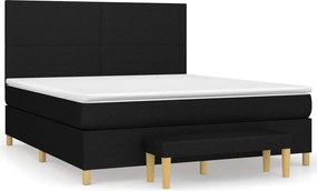 vidaXL Pat box spring cu saltea, negru, 180x200 cm, catifea