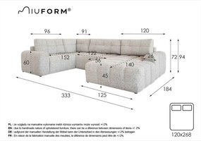 Colțar modular bej extensibil/cu spațiu de depozitare (cu colț pe partea stângă) Lulu – Miuform