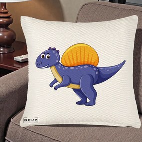 Perna Decorativa Spinozaur Kawaii, 40x40 cm, Crem Reliefat, Husa Detasabila, Perna Inclusa, BEKZ®