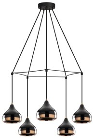 Candelabru pe cablu YILDO 5xE27/40W/230V negru/cupru