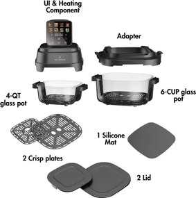 Friteuză cu aer cald Just Perfecto JP-AF4GL, 1500 W, 1,5/4 l, 8 programe, 80-200 °C, circulație a aerului cald la 360°, structură din sticlă rezistentă la temperaturi ridicate, negru