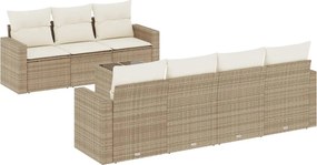 vidaXL Set canapele de grădină, 8 piese, cu perne, bej, poliratan