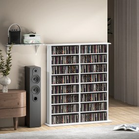 HOMCOM Mobilier Bibliotecă cu 16 Rafturi pentru 720 CD-uri din Lemn 106.5x24x126.3 cm Negru | Aosom Romania