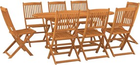 vidaXL Set mobilier de grădină 9 piese 180x90x75 cm, lemn masiv acacia