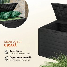 Cutie de depozitare WOODEBOX, 190L, 78x44x55cm, antracit Prosperplast
