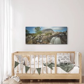 Tablou cu cascadele și munți (120x50 cm)