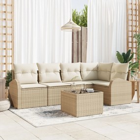 vidaXL Set de canapele pentru grădină cu pernă 6 pcs Bej Rattan poli