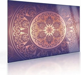 Tablou pe sticlă - Mandala pe gradient violet (70x50 cm)