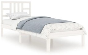3105366 vidaXL Cadru de pat Small Single 2FT6, alb, 75x190 cm, lemn masiv