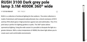 Stalp LED iluminat exterior simetric 360º wide IP65 RUSH 310cm 4000K
