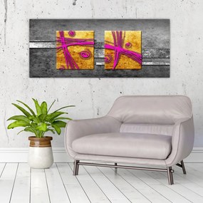 Tablou - Pătratr colorate pe fond negru (120x50 cm)