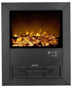 Semineu electric cu mască MDF, flacără LED, bușteni decorativi, sunet lemne, termostat, timer, telecomandă, Alb
