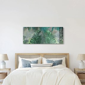 Tablou - Textura de beton cu frunze (120x50 cm)