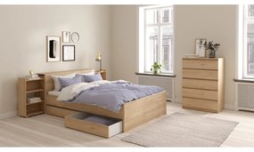 Pat matrimonial în culoare naturală cu aspect de lemn de stejar 160x200 cm Naia – Tvilum