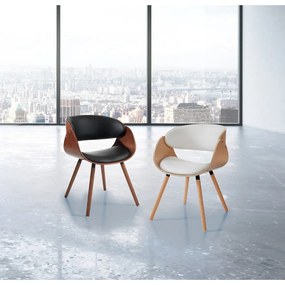 Scaun de sufragerie negru/maro închis cu cotiere tapițat Visby Evo – Tomasucci