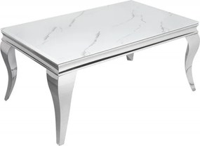 Masuta eleganta Modern Barock 100cm, argintiu/ aspect de marmura