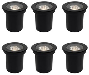 Set de 6 spoturi moderne de exterior pentru sol negru AR70 reglabile IP65 - Delux