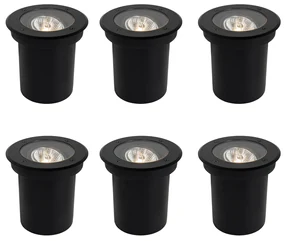 Set de 6 spoturi moderne de exterior pentru sol negru AR70 reglabile IP65 - Delux