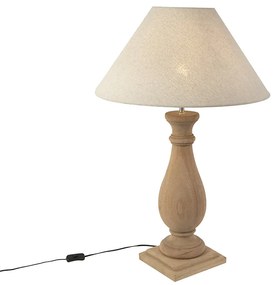 Lampă de masă de țară cu nuanță de in bej bej 55 cm - Brusture