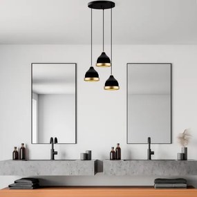 Lustră suspendată pe cablu YILDO 3xE27/40W/230V negru/auriu