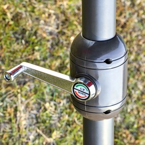 Outsunny Umbrelă Dublă cu 12 Spițe, Bază în Cruce și Manivelă, din Oțel și Poliester, 455x265x238 cm, Bej | Aosom Romania