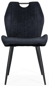 Scaun living negru din catifea cu cadru metalic si spatar ergonomic BUC 204