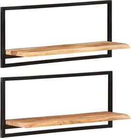 vidaXL Rafturi de perete 2 buc. 80x25x35 cm lemn masiv acacia/oțel
