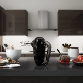 Mixer manual SMEG 50's Style HMF01BLEU, 250 W, 9 viteze, Functie Turbo, Afisaj LED, Timer, Accesorii, Negru