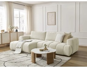 Colțar bej extensibil/cu spațiu de depozitare (cu colț pe partea stângă/cu șezlong) Fuji – Bobochic Paris