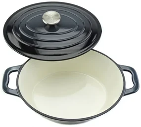Oala fonta emailata cu capac,  7.7 L, tip roaster, pentru cuptor sau plita, Xanten Carl Schmidt Sohn gri 36x27.8 cm 075262