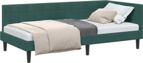 vidaXL Cadru de pat colțar Verde închis 90 cm x 190 cm Catifea