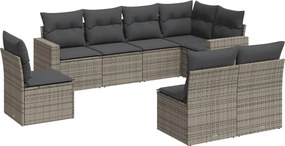 vidaXL Set canapele de grădină cu perne, 8 piese, gri, poliratan