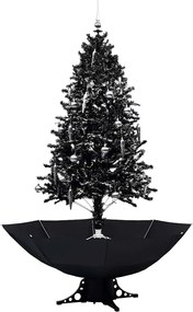 vidaXL Brad de Crăciun cu ninsoare și bază umbrelă, negru, 190 cm, PVC