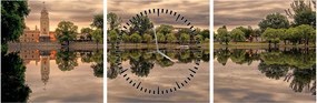 Tablou cu lac și copaci (cu ceas) (90x30 cm)