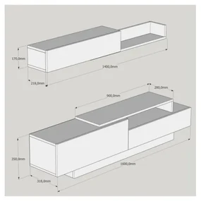 Set Mobilier Living Comoda si Polita Elda - White, Walnut