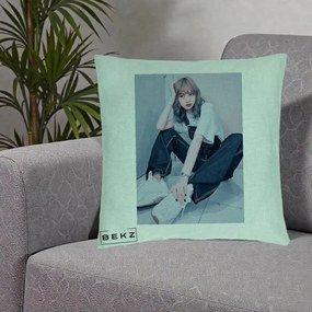 Perna Personalizata K-pop BLACKPINK Lisa, 40x40 cm, Verde Menta, Husa Detasabila, Perna Inclusa, BEKZ®