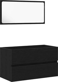 vidaXL Set de mobilier pentru baie 2 pcs Stejar Negru Lemn compozit
