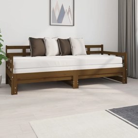 820380 vidaXL Pat de zi extensibil, maro miere, 2x(80x200) cm, lemn masiv pin