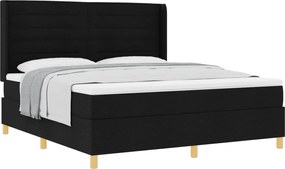 vidaXL Pat cu arcuri cu saltea Negru 180 x 200 cm țesătură