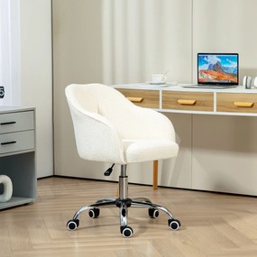 HOMCOM Scaun de birou, fauteuil de birou ergonomic, înălțime reglabilă, șezut și spătar umplute, crem | Aosom Romania